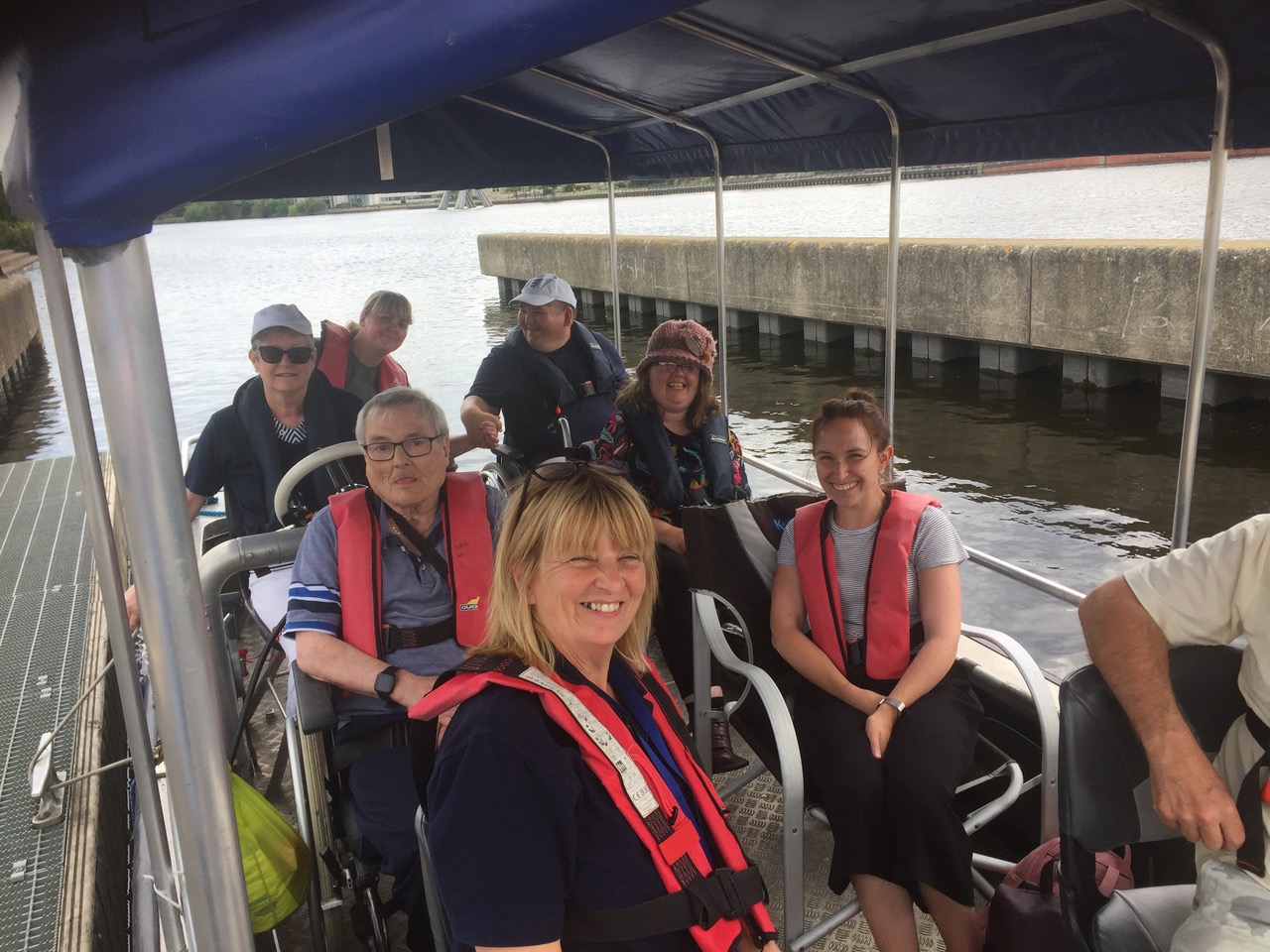 Passengers enjoying a boat trip on the River Tees